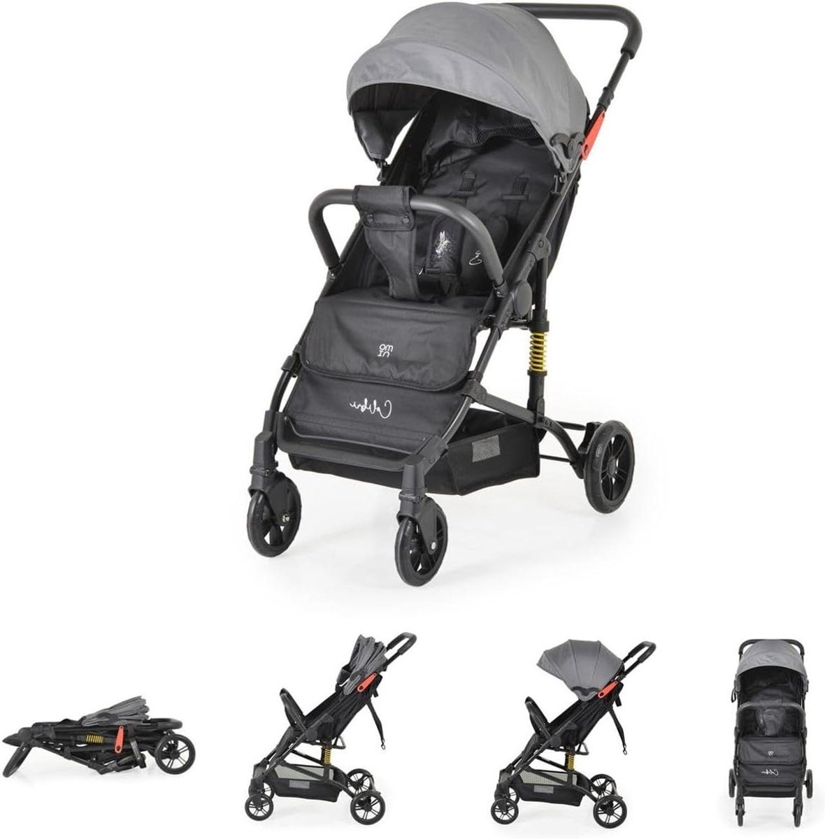 Opvouwbare Kinderbuggy - Reisbuggy Baby - Compact Reizen - Verstelbare Rugleuning Voetensteun - 75 x 51 x 97 cm - Grijs