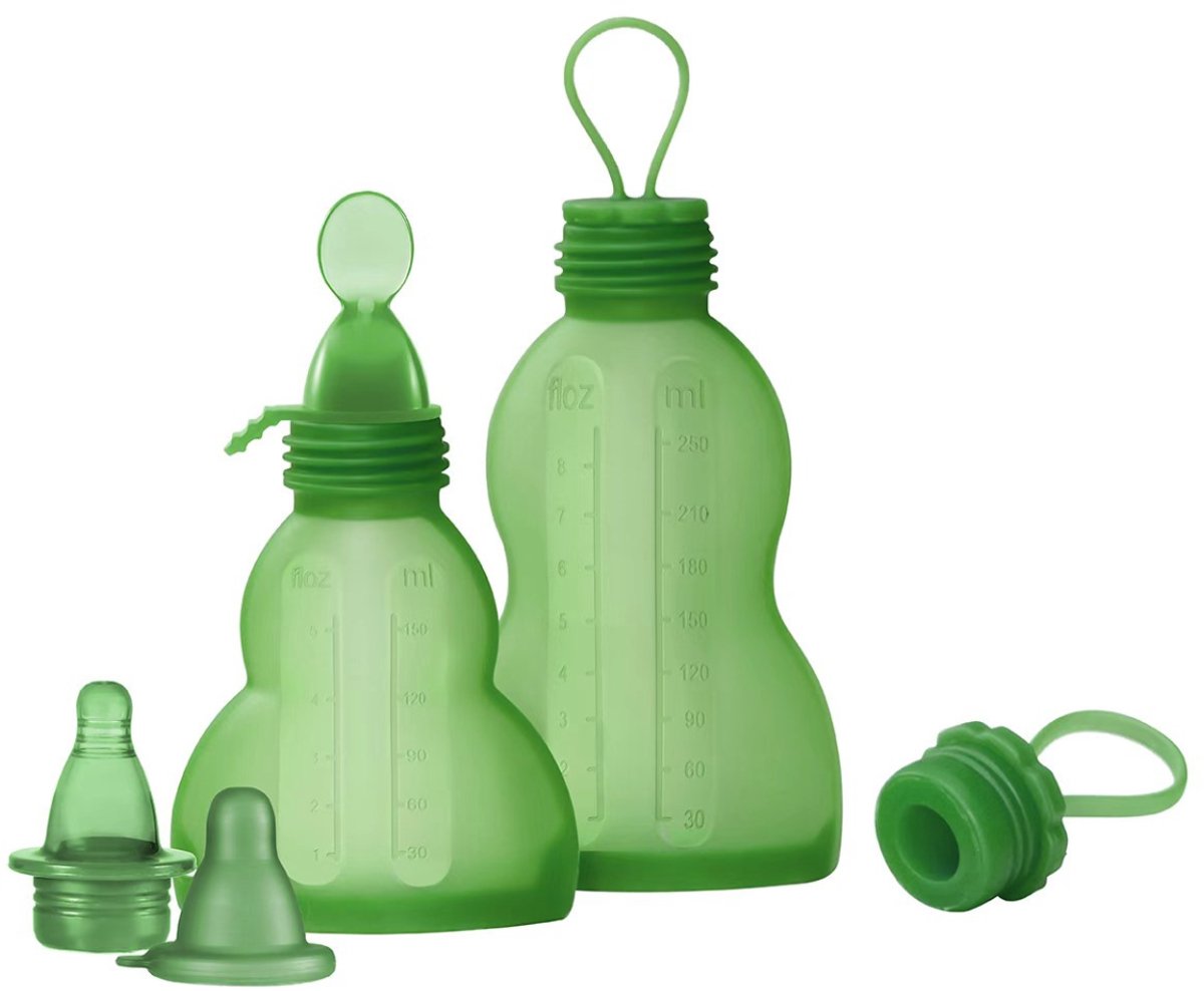 Youha Siliconen Bewaarzakjes Moedermelk – 2 Stuks 150 & 250 ml – Herbruikbaar & Lekvrij – Inclusief Speen en Lepel – BPA-vrij