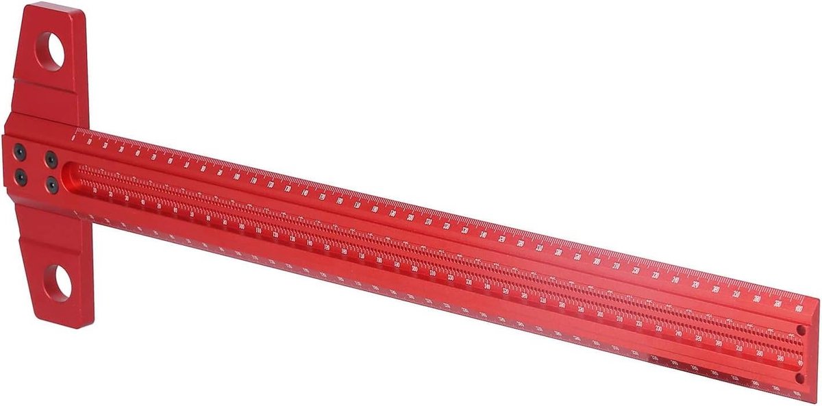 T-Type Liniaal - Markeergereedschap Meetliniaal - Houtbewerking Markeren - Haakse Precisie Inscripties - 300 mm - Rood