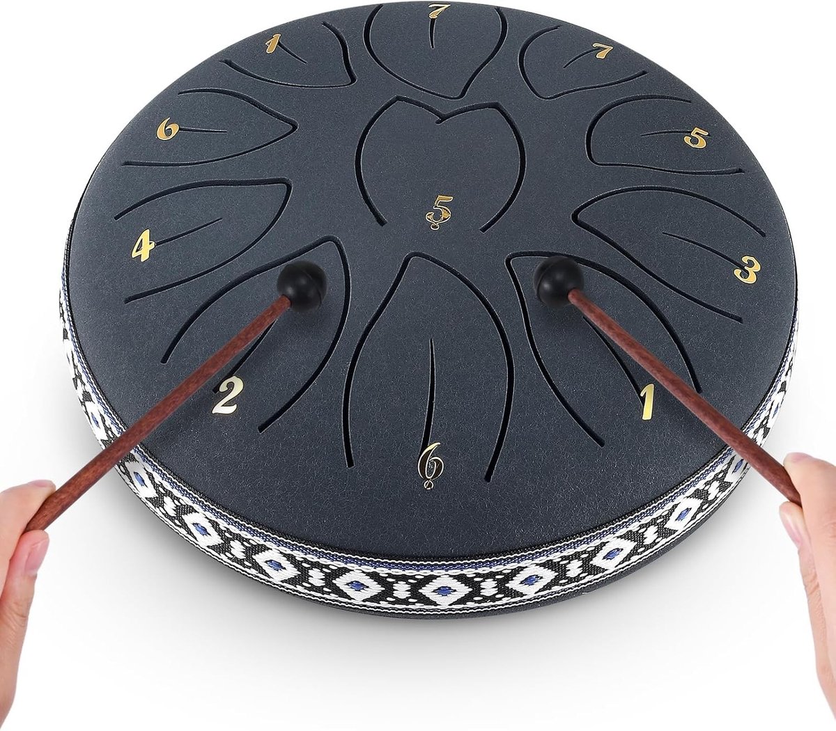 Steel tongue drum - Staal - 15 cm - 11 Noten Percussie-instrument met Draagtas en Accessoires - Voor Muziekliefhebbers