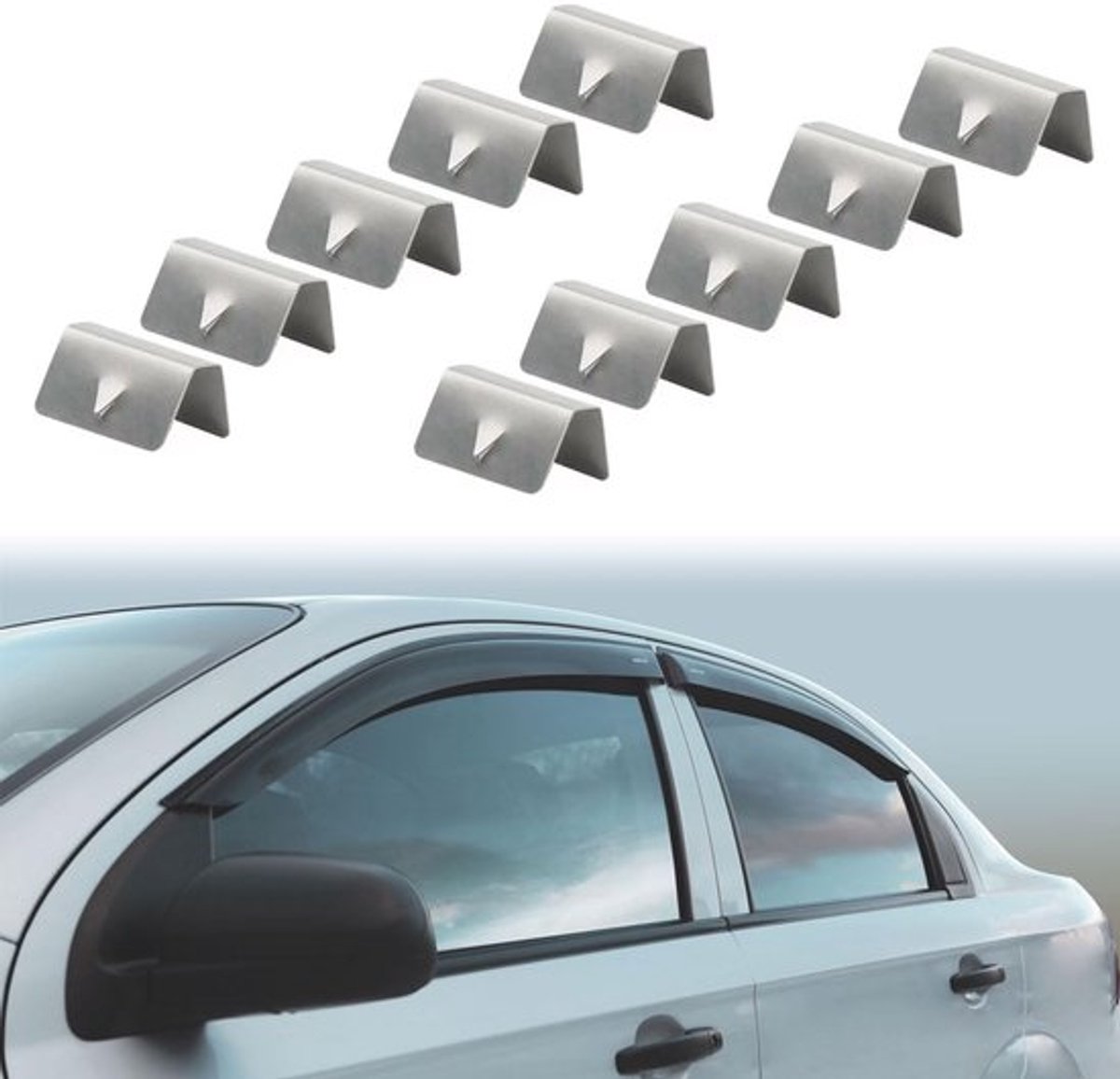 Winddeflector Clips - Auto Bevestigingsclips - Roestvrij Staal - Wind Regen Deflector - 10 Stuks - Verbeter Pasvorm