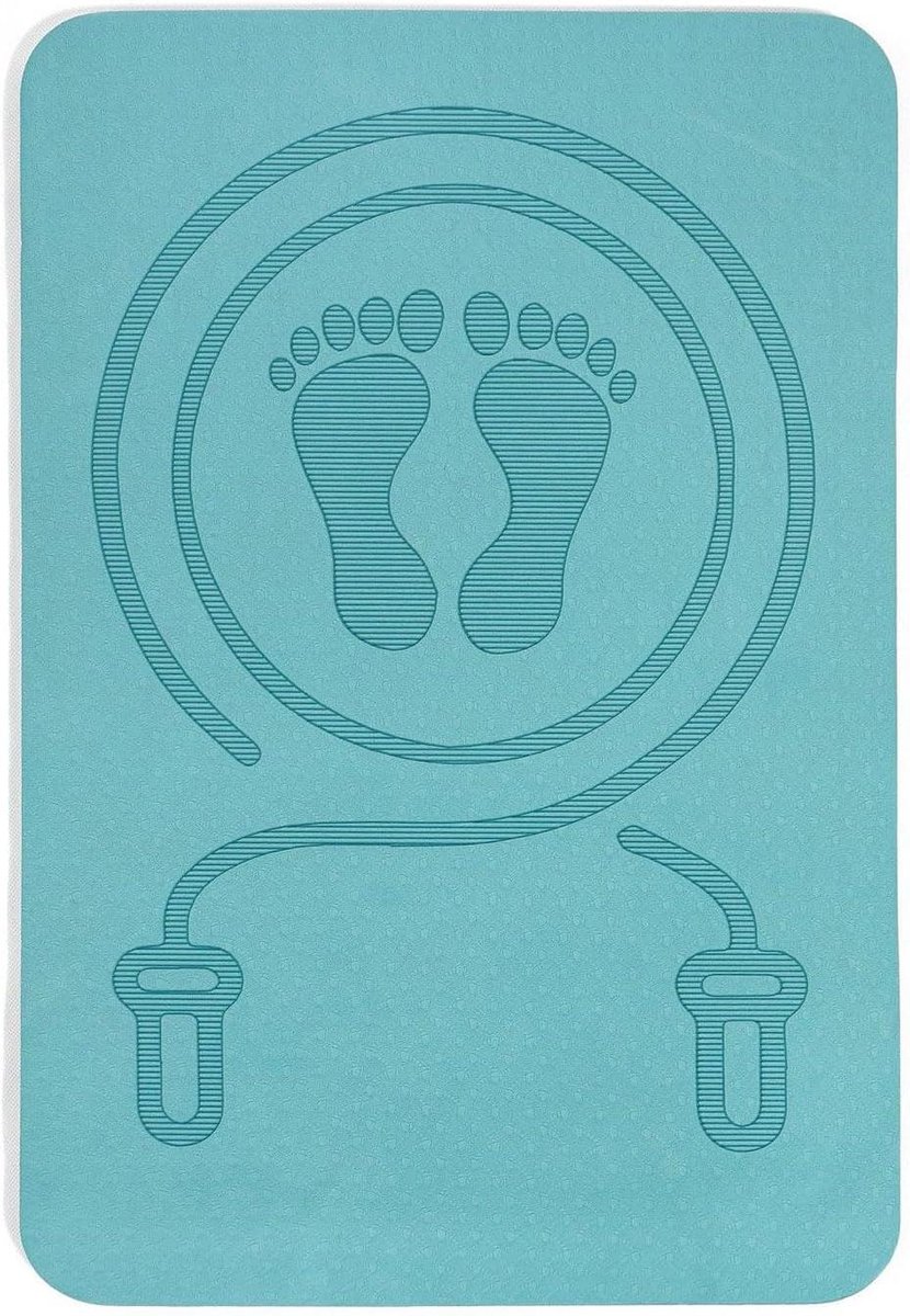Springmat - Turnmat Fitnessmat - Touwtje Springen - Schokabsorberend Geluiddempend - 60 x 40 cm - Blauw