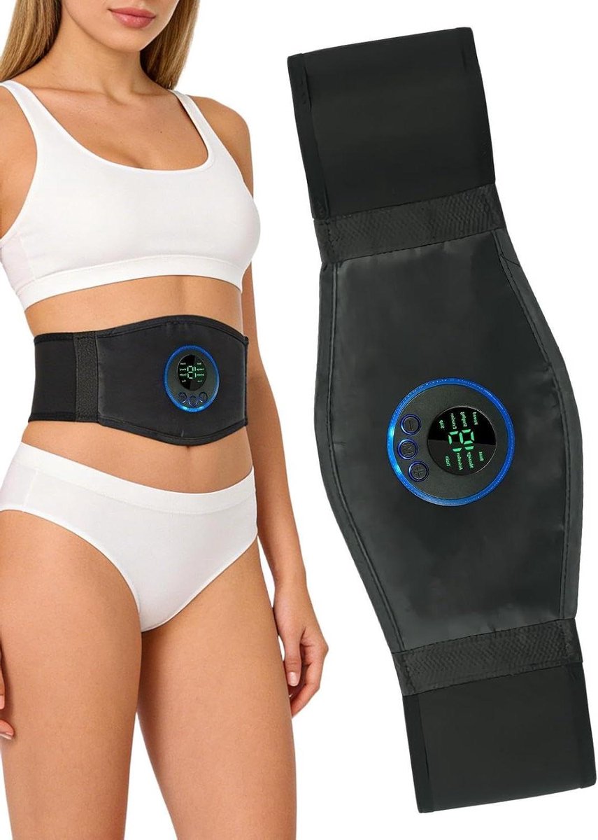 Buikspierstimulator - EMS Trainer Riem - Spierherstel - Compact en Draagbaar - 120 x 15 cm - Zwart