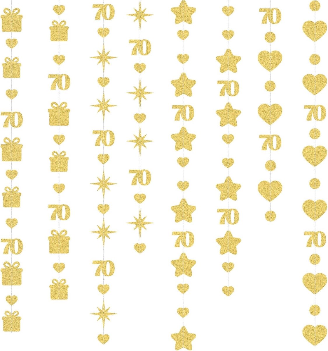 70e Verjaardag Decoraties - Jubileum Feestartikelen - Feestelijke Aankleding - Set van Vier Stukken - 335 cm - Champagne Goud