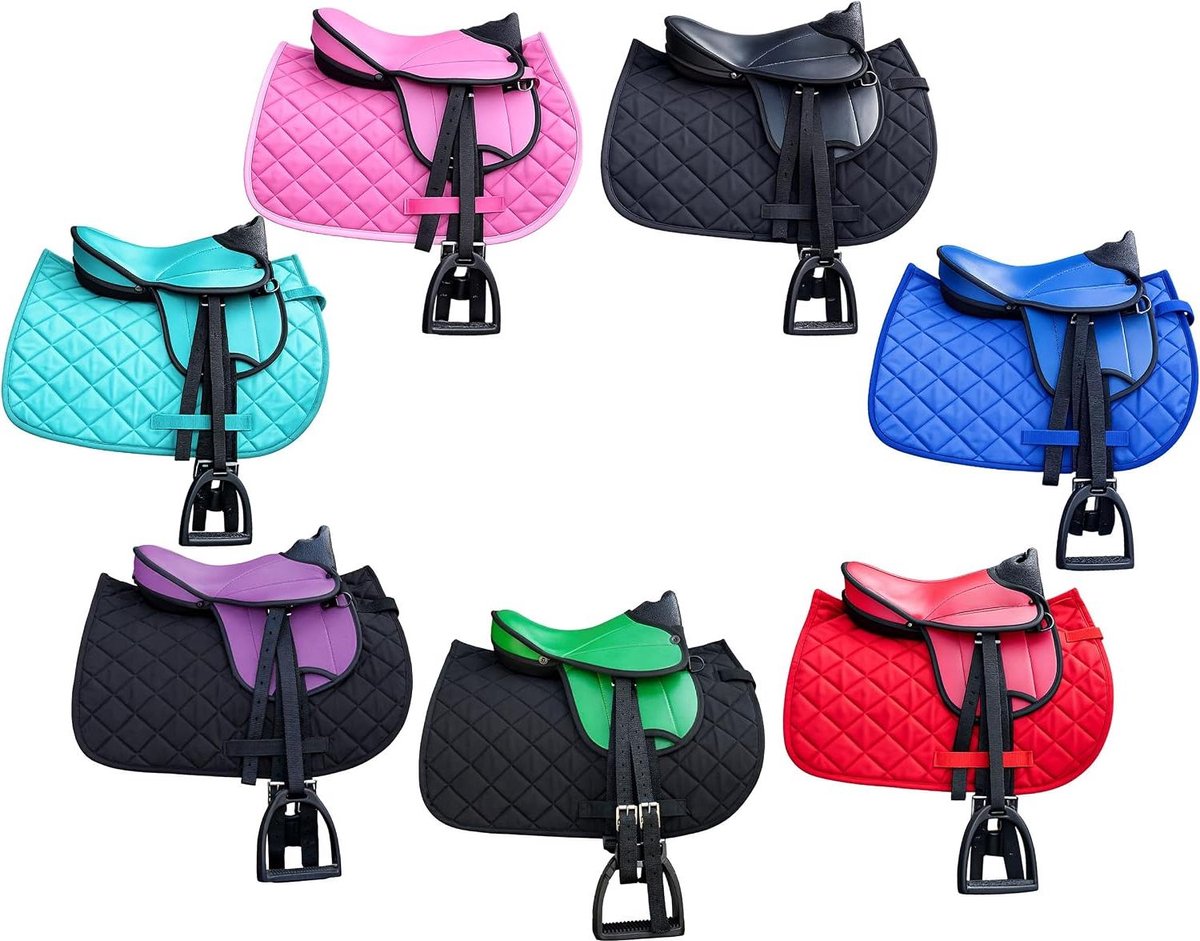 Paardenzadelset - Zadel Pony - Spelen en Rijden - Complete Set - 2.5 kg - Groen