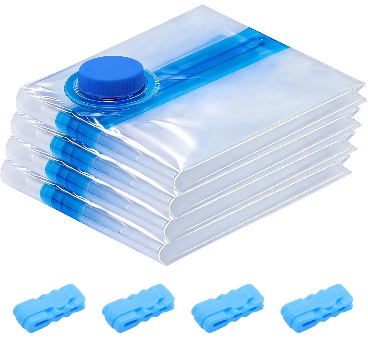 carmdering -Vacuümzakken voor Kleding 4 Stuks - 35 × 50 cm - Compressiezakken met Dubbele Sluiting en Ventiel - Ruimtebesparende Opbergzakken voor Kleding, Dekens en Beddengoed - Voor Koffer, Kast en Onder Bed