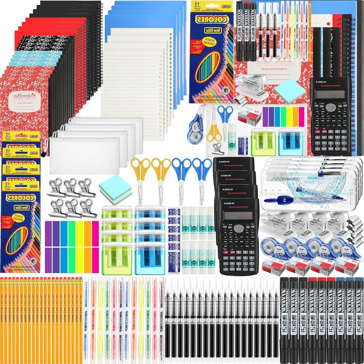 Schoolbenodigdheden Set - Leerlingen Pakket - Terug naar school - Uitgebreide bundel - 4 sets - Multicolor
