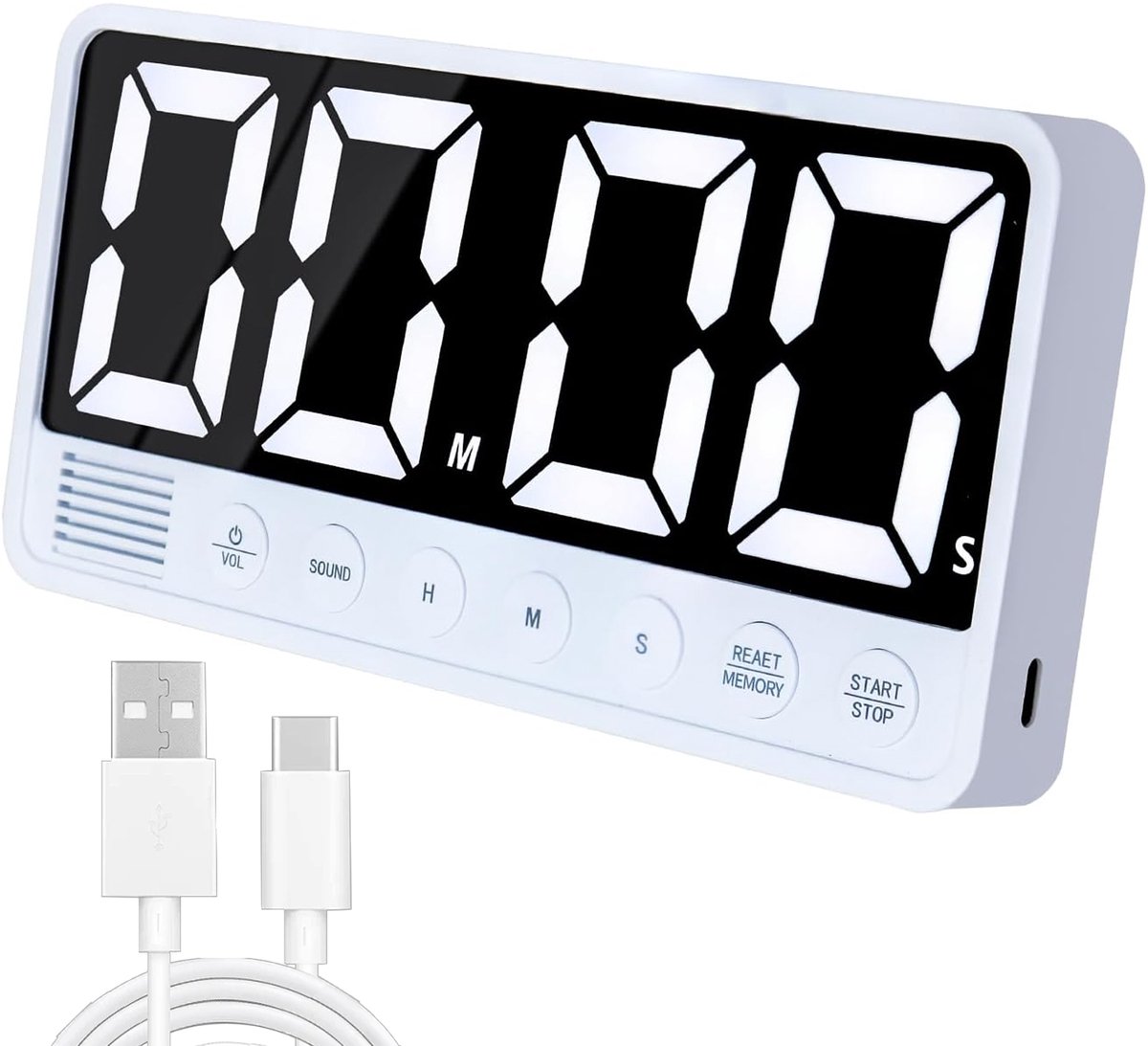 Fokelyi Digitale Timer - Grote LED Timer 190*93*28mm- Met Aftellen En Optellen - Kookwekker-3 Groepen Geheugen En 6 Geluiden - Oplaadbaar, Magnetisch - Keuken, Studie, Vergadering