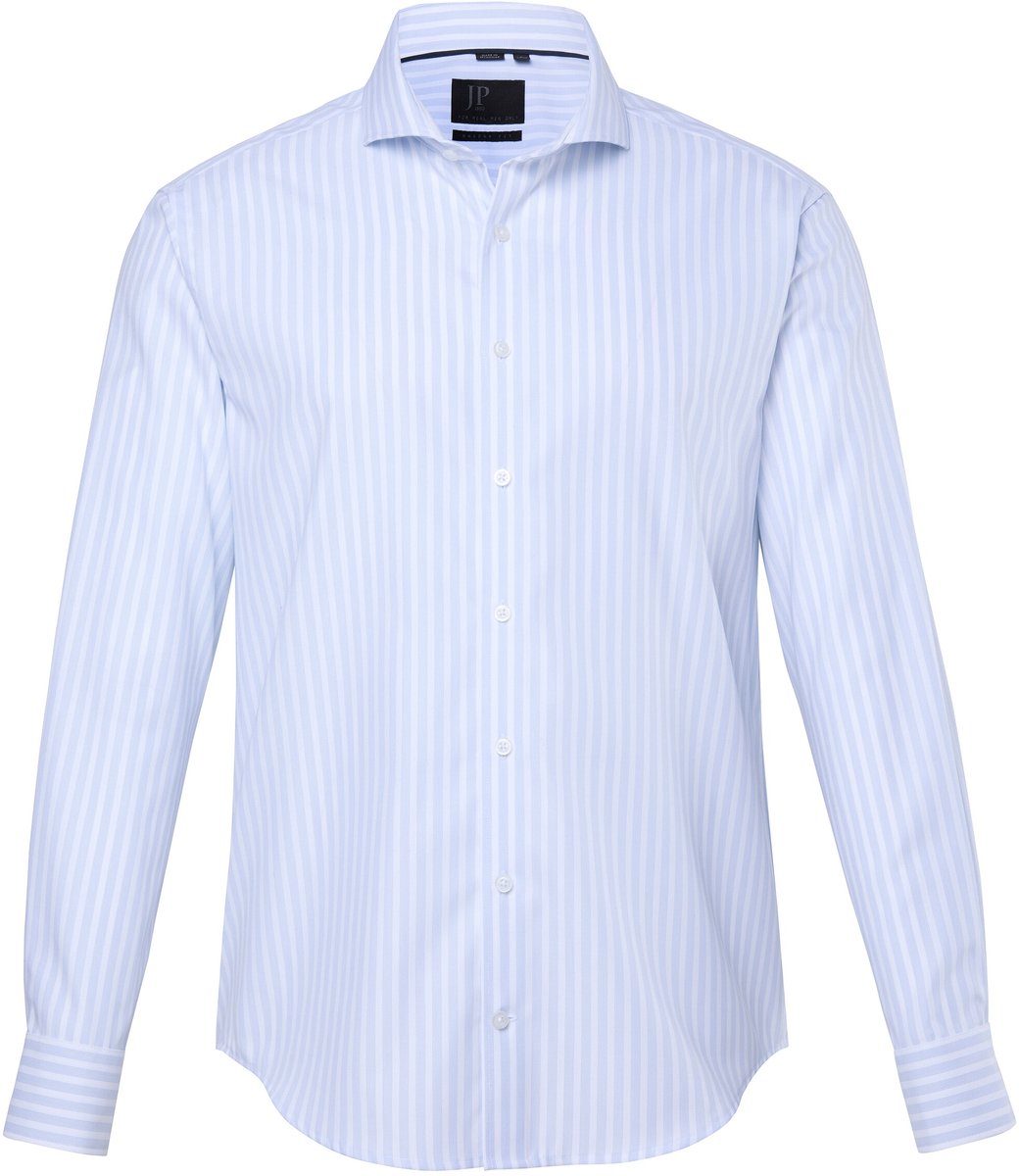 JP 1880 - Heren - Gestreept overhemd zakelijk lange mouwen modern fit haaikraag - Off-white - Maat 3XL