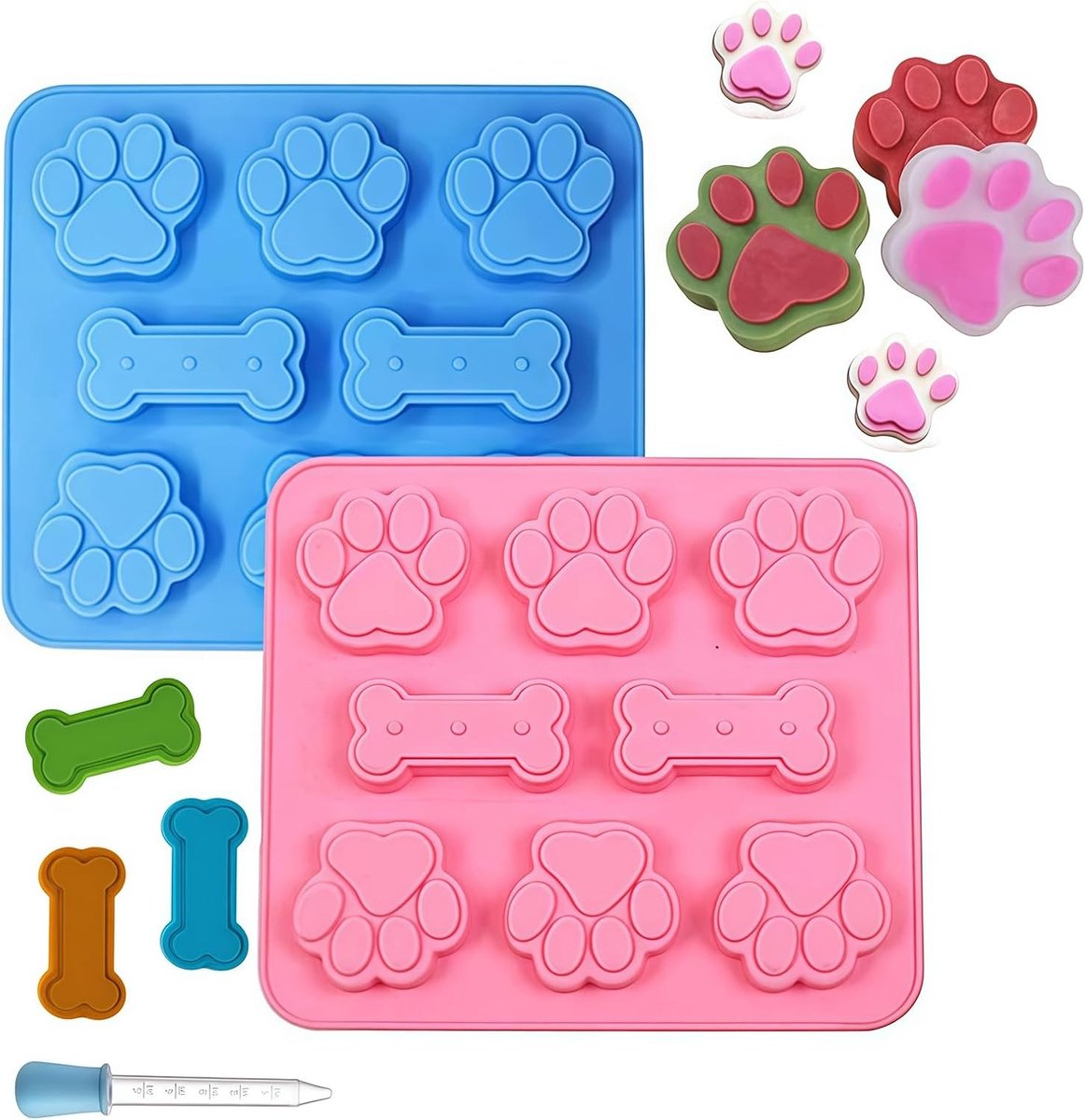 Siliconen Mallen voor Hondensnacks en IJsblokjes - Bakmat voor Hondensnoepjes en Koekjes, Perfect voor Huisdieren en Bakplezier