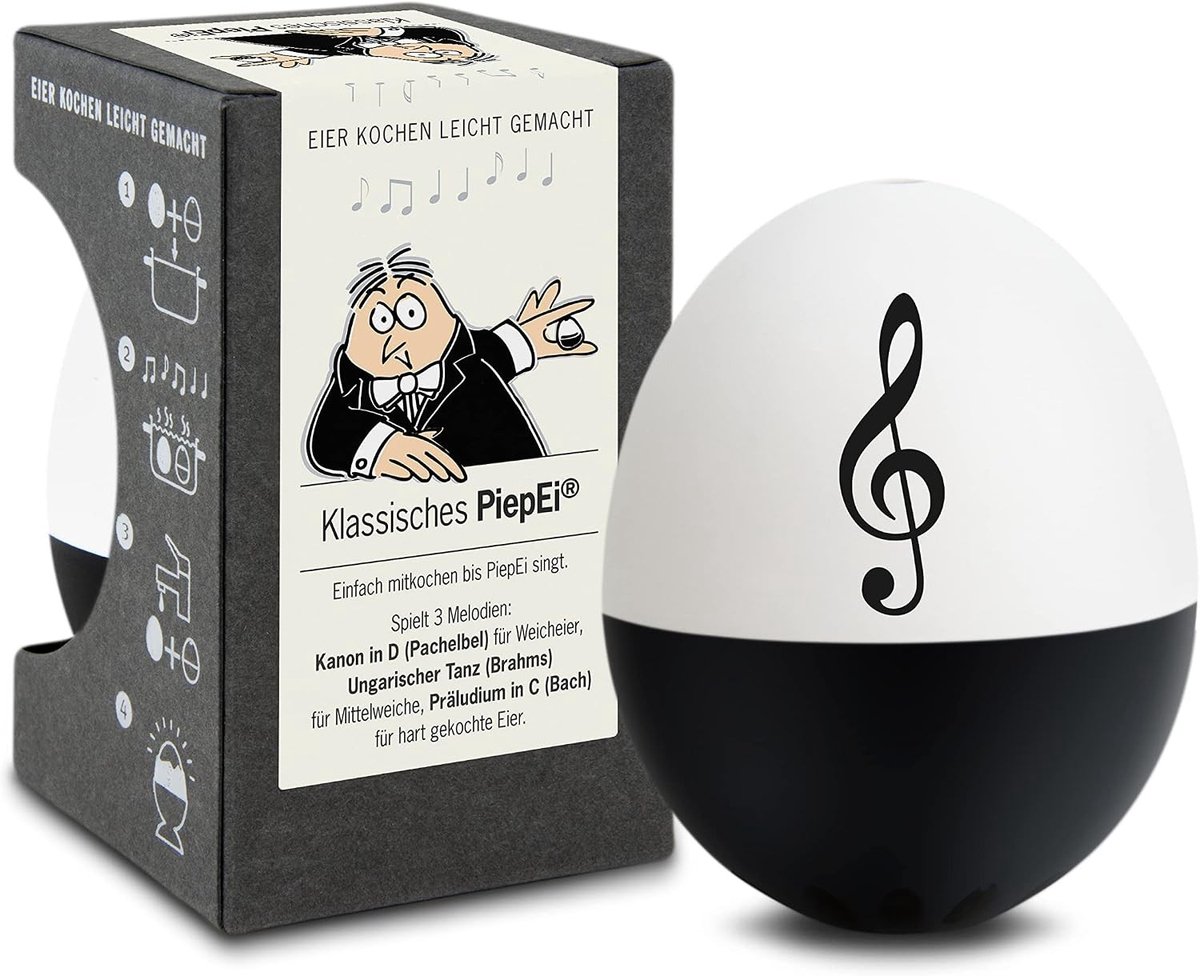 Eierkoker - Wit - Kooktijdmeter met Muziek voor 3 Hardheden - Thermische Zingtimer voor Perfecte Eieren