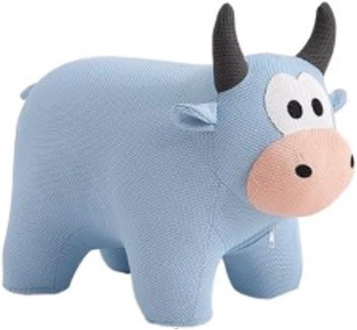 Kinderpoef Bull - Voetenbank Dier - Zitten en Spelen - Houten Frame - 50x29x38 cm - Blauw