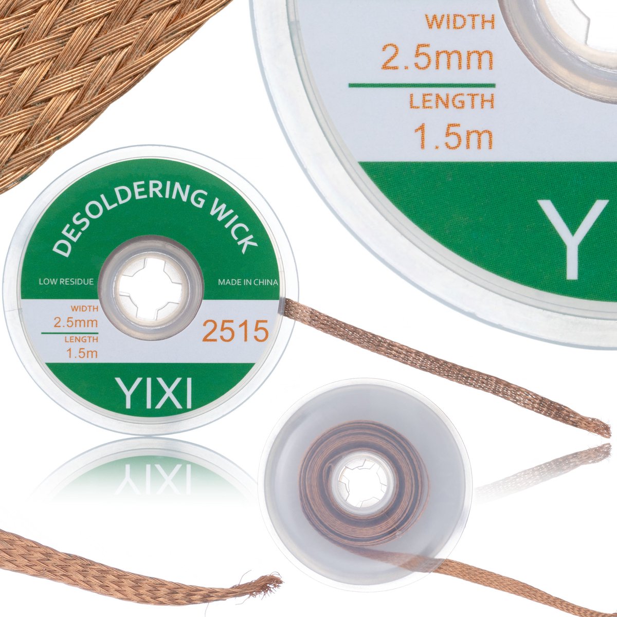 Rosfix Ontsoldeerlint Rol - Koper - Kolofoniumgecoat - 2,5mm X 1,5m - Voor Elektronica Reparatie PCB