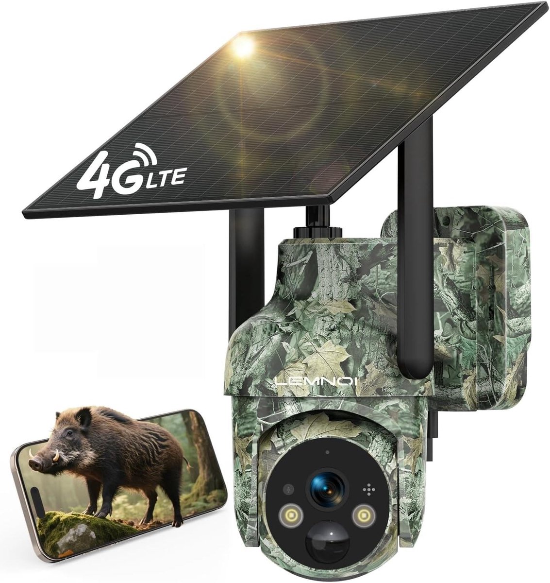Wildcamera - Camouflage - 1 stuk - 4G Buitenbeveiligingscamera met 2K Kleurnachtzicht en Zonne-energie - Voor Buiten