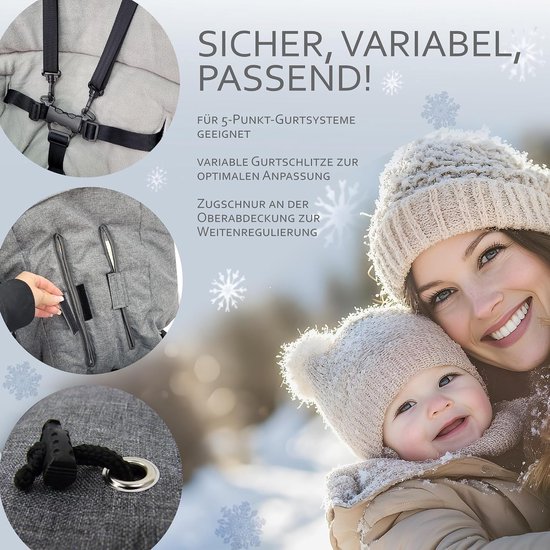 Baby Voetenzak - Winterzak Kinderwagen - Baby Warm Houden - Aanpasbaar Trekkoord - Universeel - Rood — afbeelding 4