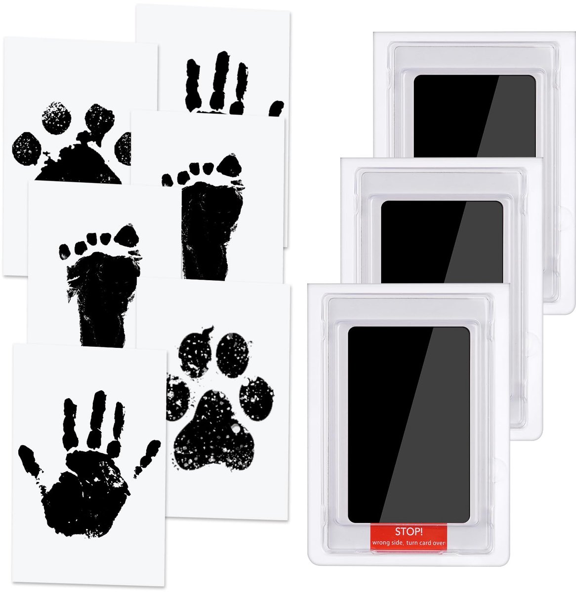 Baby Hand- en Voetafdruk Set - 3-delige Fotolijst met Klei - Herinneringsset voor Pasgeboren Jongens & Meisjes - Zwart