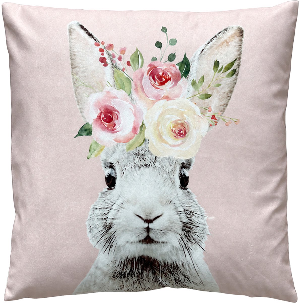 Clayre & Eef Sierkussen 45x45 cm Roze Polyester Konijnen