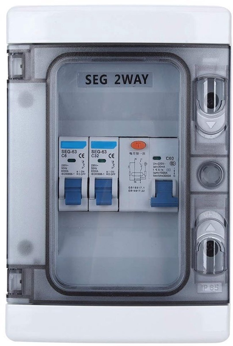 Miniatuur Stroomonderbrekerbeveiliging - Waterdichte Lekschakelaar - IP65 Beschermende Schaal - 40A 30mA - Veiligheid - Geschikt voor...
