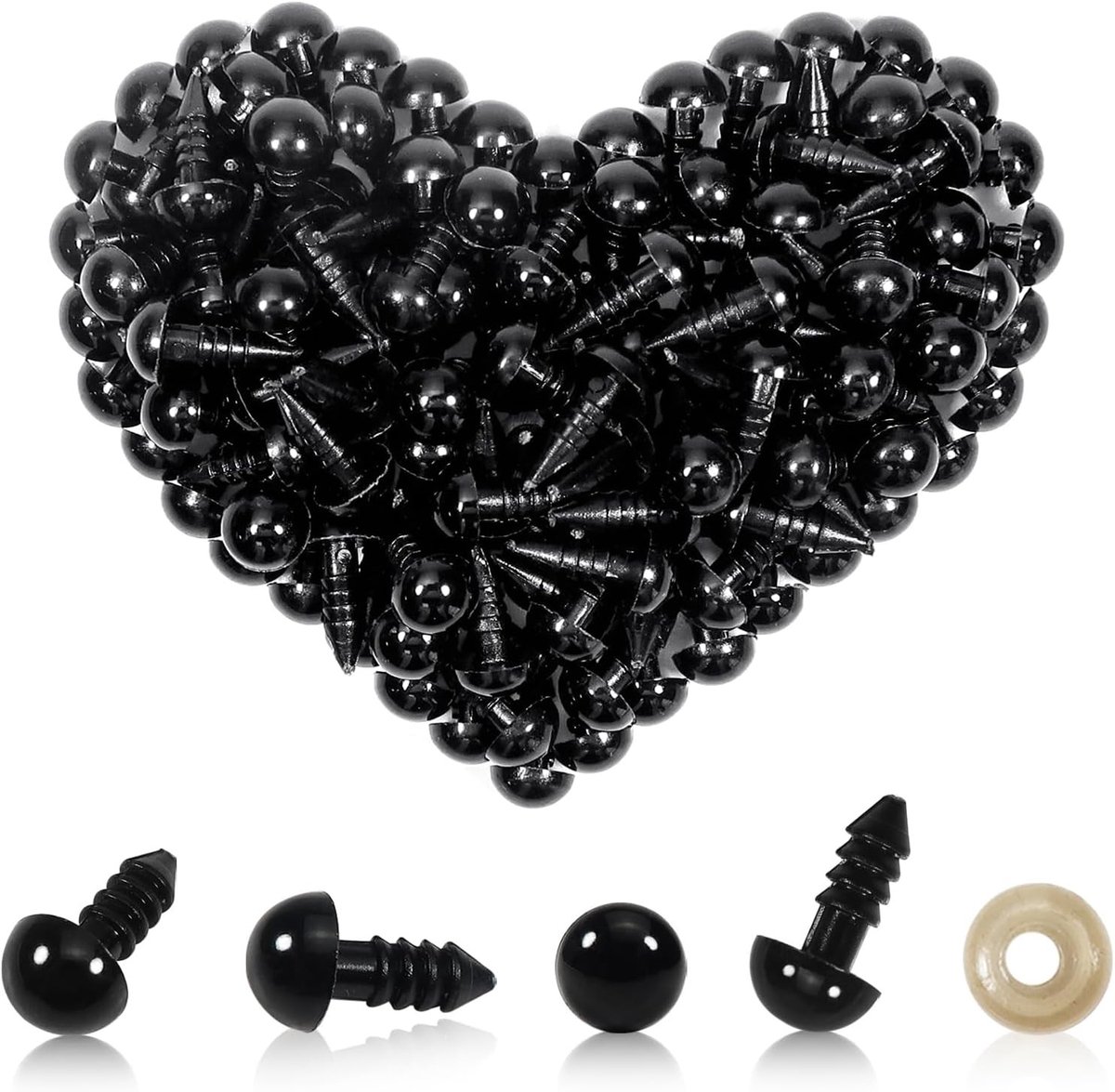 150 stuks Veiligheidsogen voor Poppen - 9mm Plastic Ogen met Wasjes voor Creatieve Projecten en Handgemaakte Speelgoed