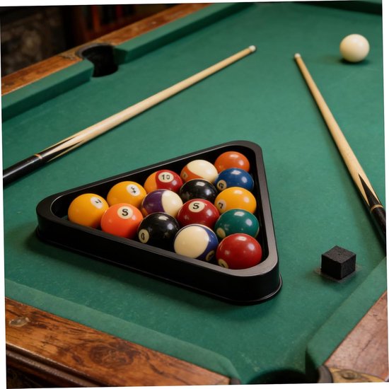 Biljart Ballenrek - Pooltafel Accessoires - Spel Voorbereiden - Massief Houten Constructie - 33x29.5x3cm - Zwart — afbeelding 2