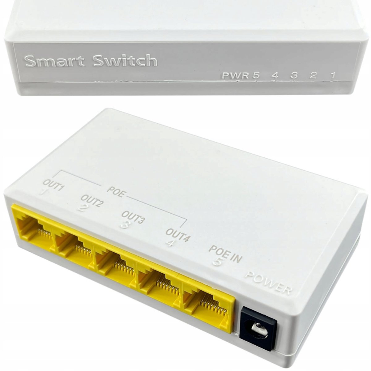 Rosfix PoE Repeater 104JS - 1x in 4x Out - 30W Totaal, IEEE802.3af/at - 10/100 Mbps, 100m, 93×51×23