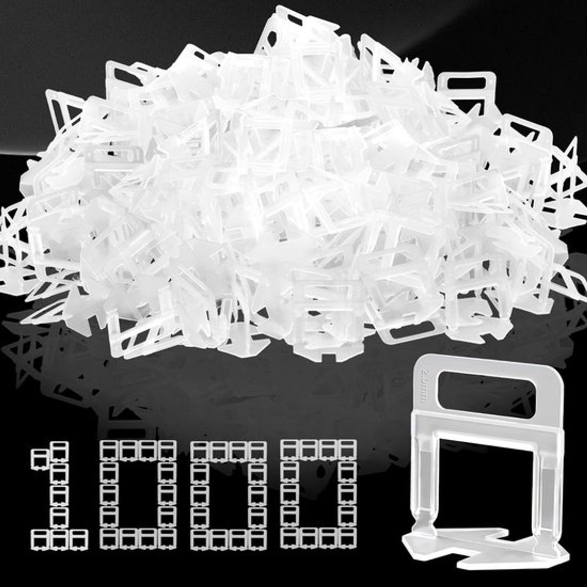 Tegelnivelleringssysteem 2 mm - 1000 Stuks - Leveling Clips - Tegeldikte 3-15 mm - Nivellering Lussen - Geschikt voor Vloer/Wandtegels - Tegelclips