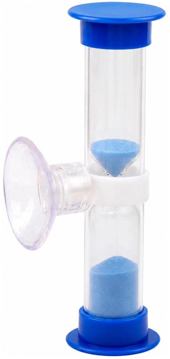 Bellatio Design Zandloper - douche / badkamer timer - zuignap - 2 minuten - blauw - tanden poetsen