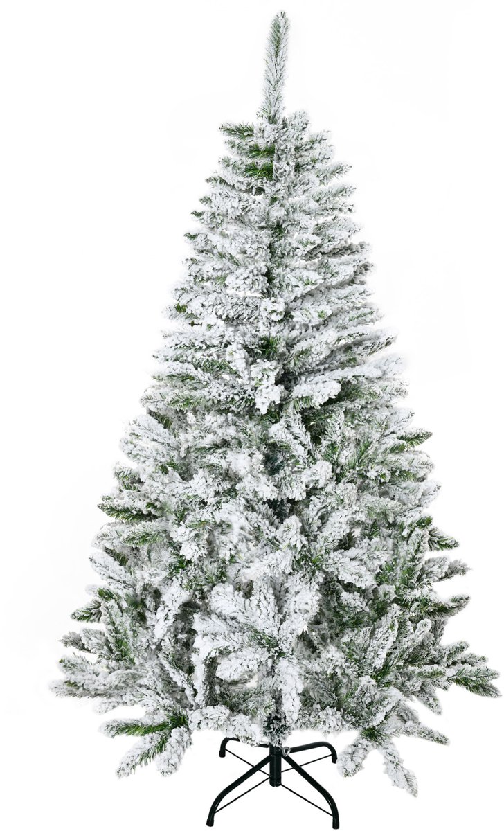 HOMCOM Kerstboom Kunststof, Staal 85L x 85B x 150H cm Groen+Wit