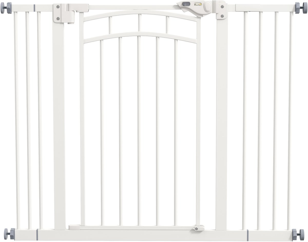 Traphekje/hondenhekje - automatisch sluitend - bediening met één hand - 100 cm x 4 cm x 76 cm - wit