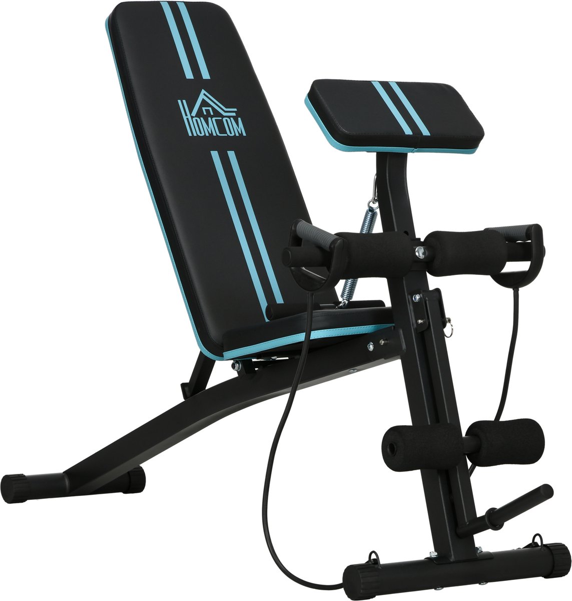 Gewichtbank - opklapbare trainingsbank met 7 - voudig verstelbare rugleuning - fitnessbank - draagvermogen tot 120 kg - blauw