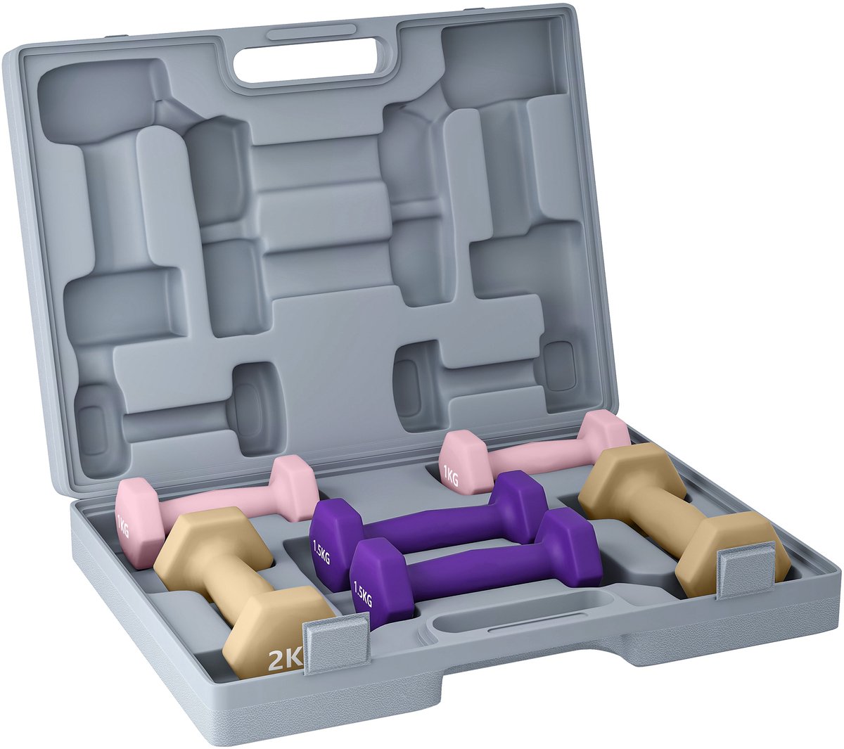 Halterset - 6 - delige set halters met gewichten - stalen halterset - 1 kg - 1 - 5 kg - 2 kg