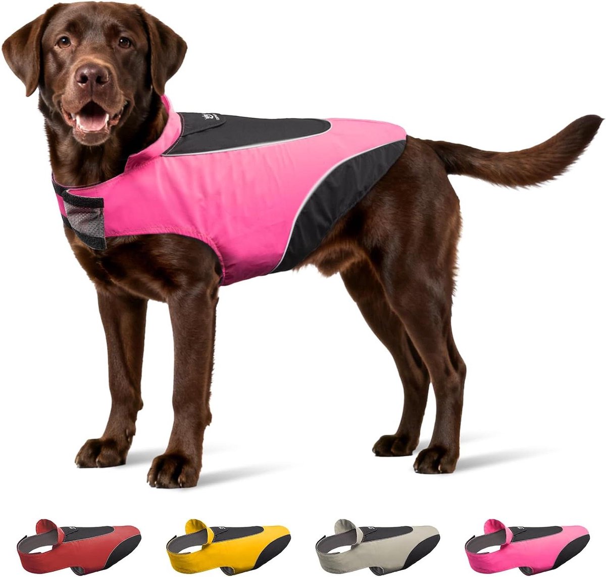 Honden Regenjas - Hondenjas Waterdicht - Hond Uitlaten - Reflecterende Strepen - Maat L - Roze