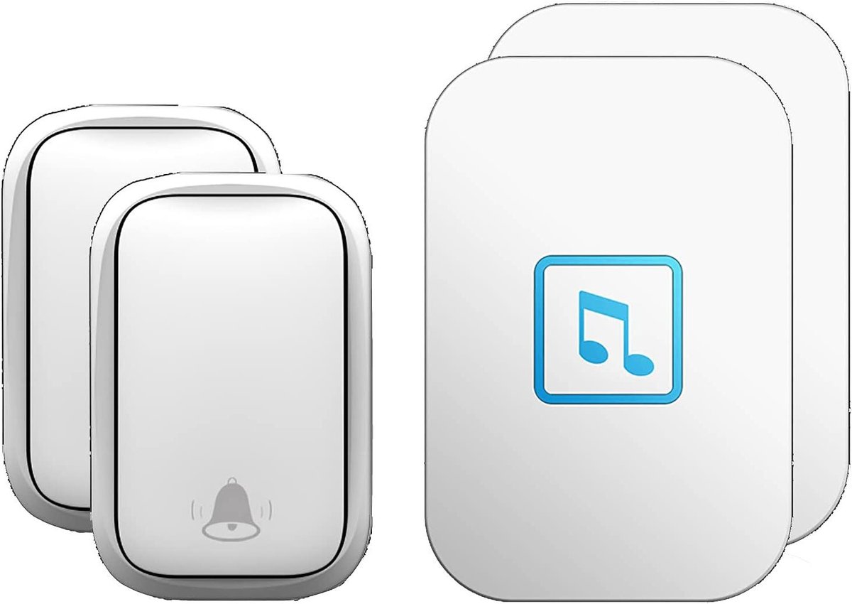 Draadloze Deurbel - Plug-in Set - Bezoekers Ontvangen - Geen Batterijen Nodig - 150 Meter Bereik - Wit