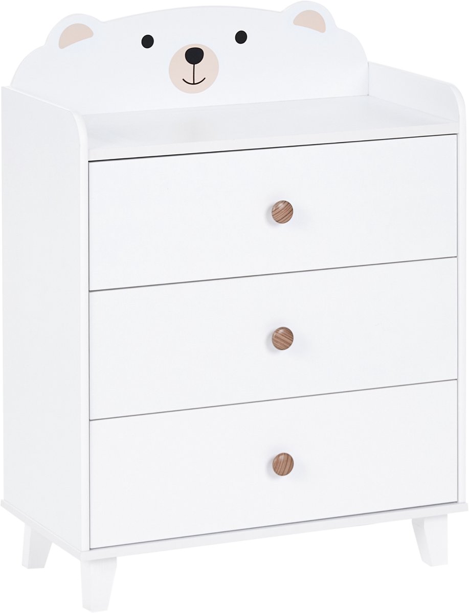 MIMILI - Ladekast 3 lades - Wit/Lichtbruin - MDF