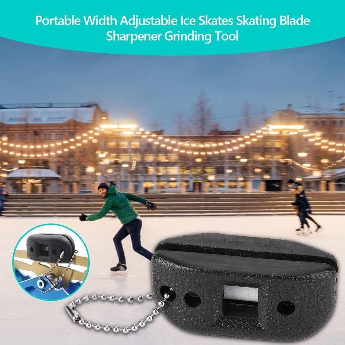 Schaatslijper Draagbaar - Messenslijper - Slijpsteen - Gereedschap - 6,5 x 3 x 2,5 cm - Hoogwaardig Zandmateriaal