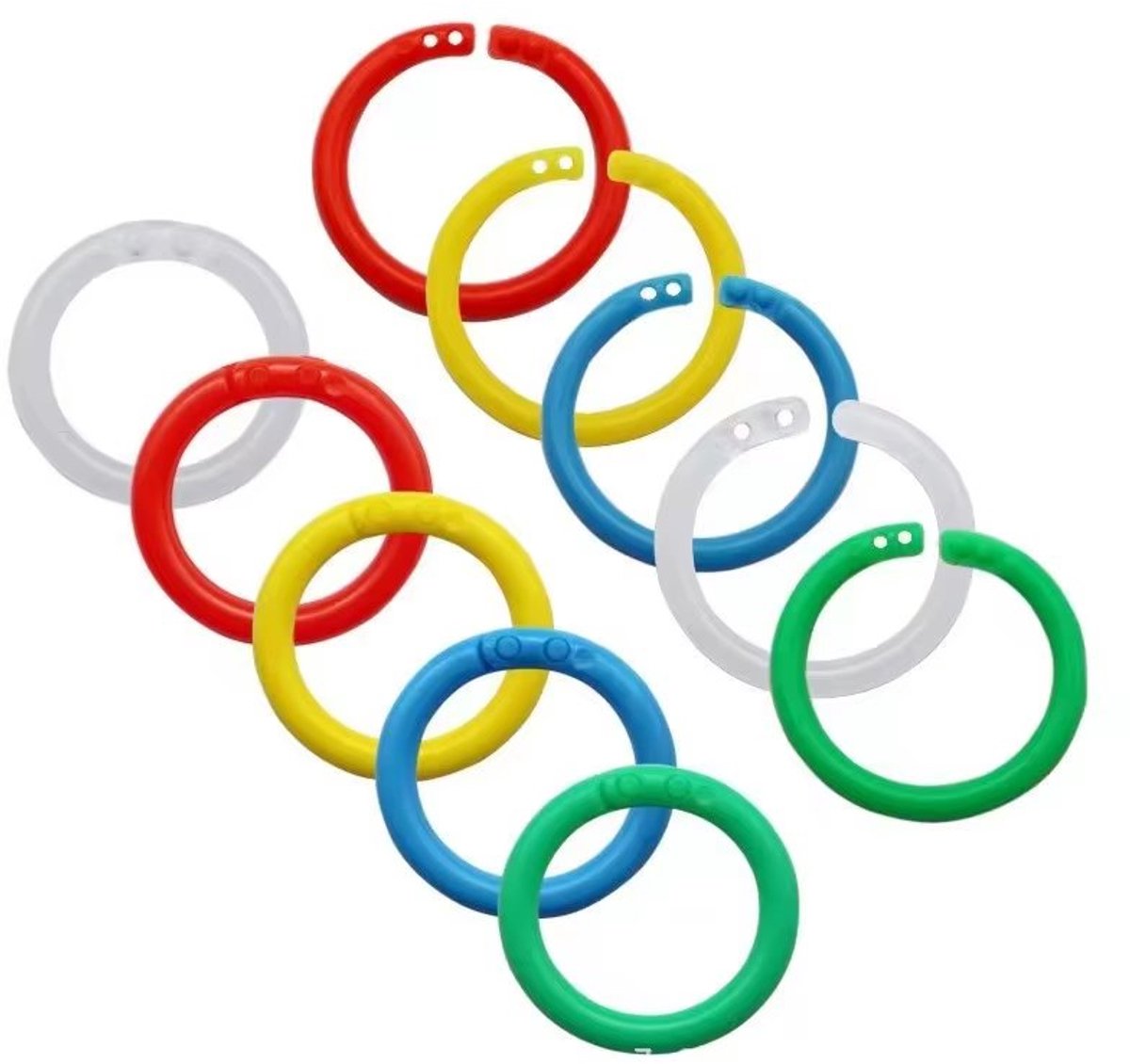 Fyfanie - 5 stuks - Kleurrijke Plastic Binderringen-Herbruikbare Losbladige Ringen voor Notitieboekjes, Kaarten, Knutselen en Kantoor‑ en Schoolgebruik- Geel