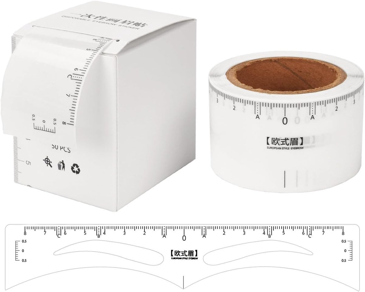 Disposable Eyebrow Stencil Kit voor Microblading en Brow Measuring - Transparante Mapping Stickers en Shaping Tools voor Perfecte Wenkbrauwen