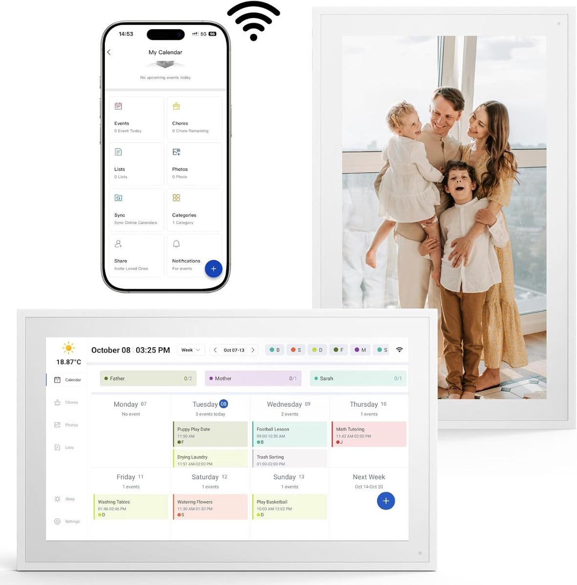 Digitaal notitieblok - Zwart - 15,6 inch - Elektronische kalender met touchscreen - Voor gezin en kantoor