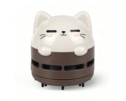 Mini Tafelstofzuiger met USB‑voeding, Draagbare Bureaustofzuiger voor Kantoor, Thuis, Computertoetsenborden en Klaslokalen (Bruin)