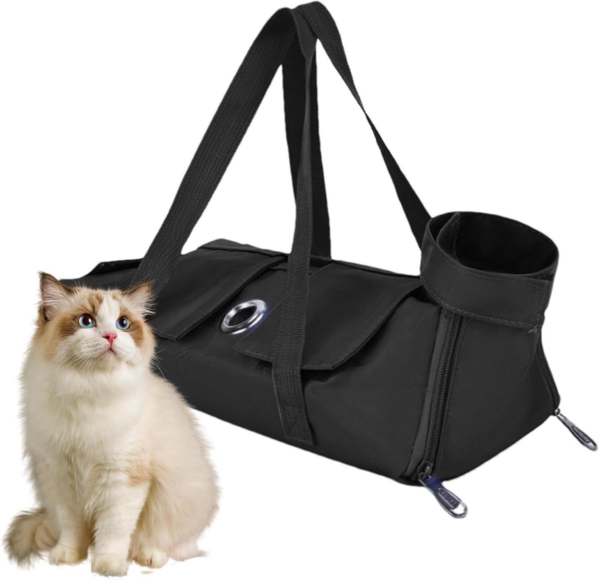 Katten Draagtas - Reis Tas Kat - Dierenarts Bezoek - Krabwerende Stof - 55x27 cm - Zwart