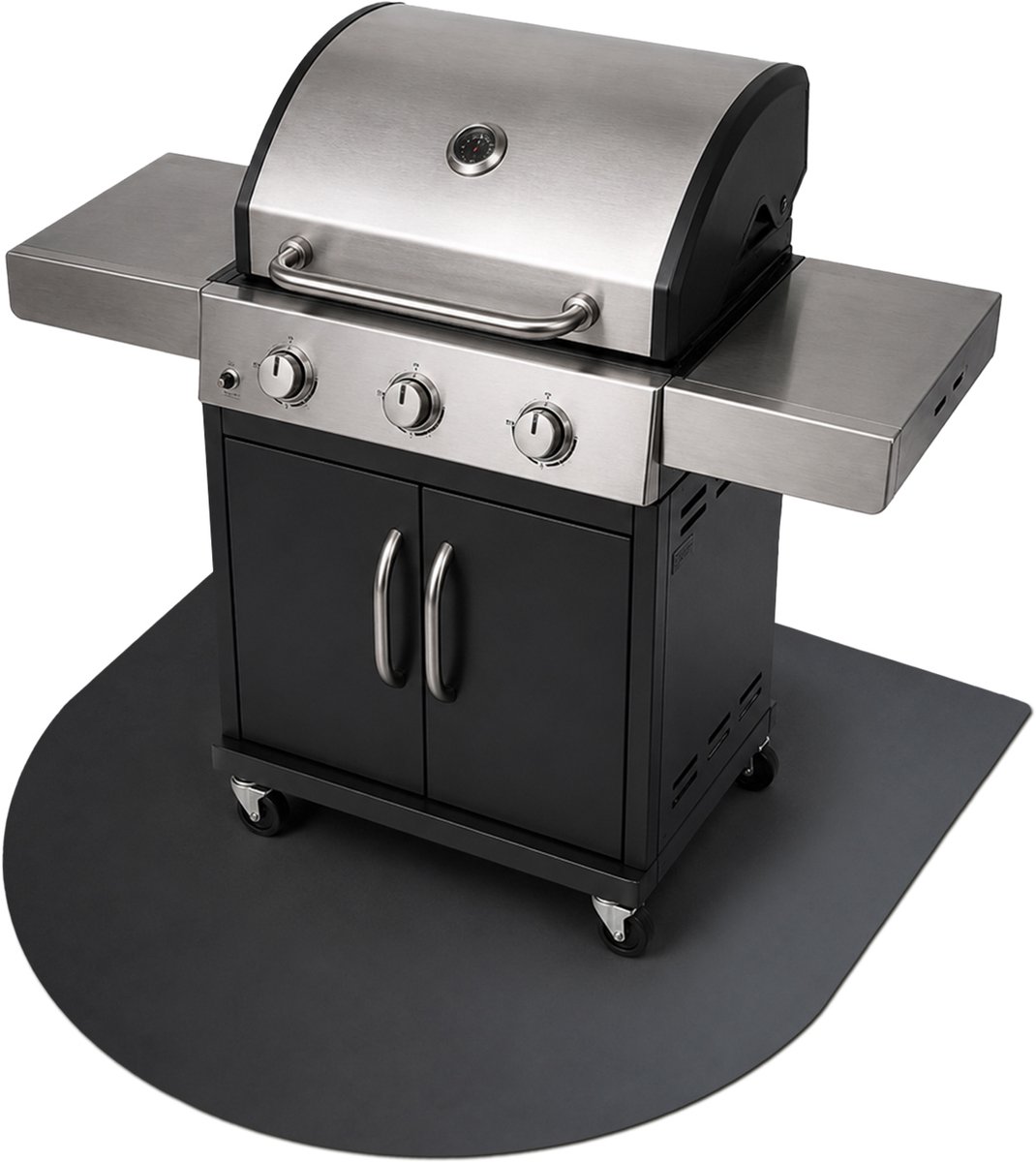 Wallfluent - Zwart staal Stalen beschermplaat voor barbecue - Rondboog Metalen beschermmat voor barbecue - 100x100 cm - BBQ grondplaat - BBQ vloerbeschermer