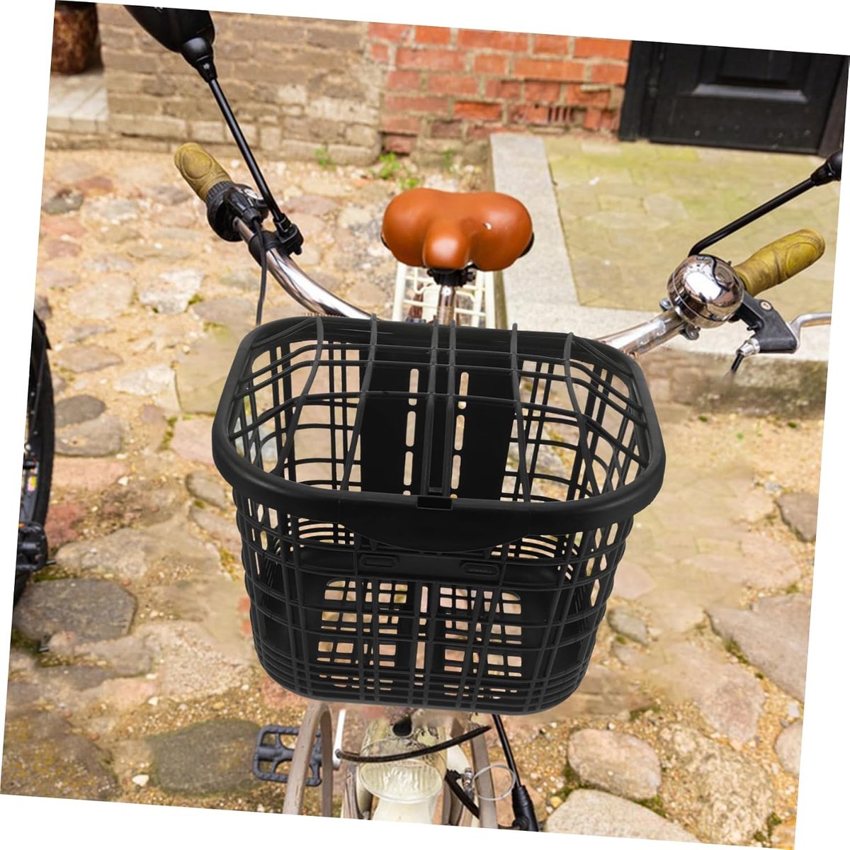 Fietsmand Voorop - Fietsmand Afneembaar - Boodschappen Vervoeren - Stabiele Plastic Constructie - 33x29x26cm - Zwart
