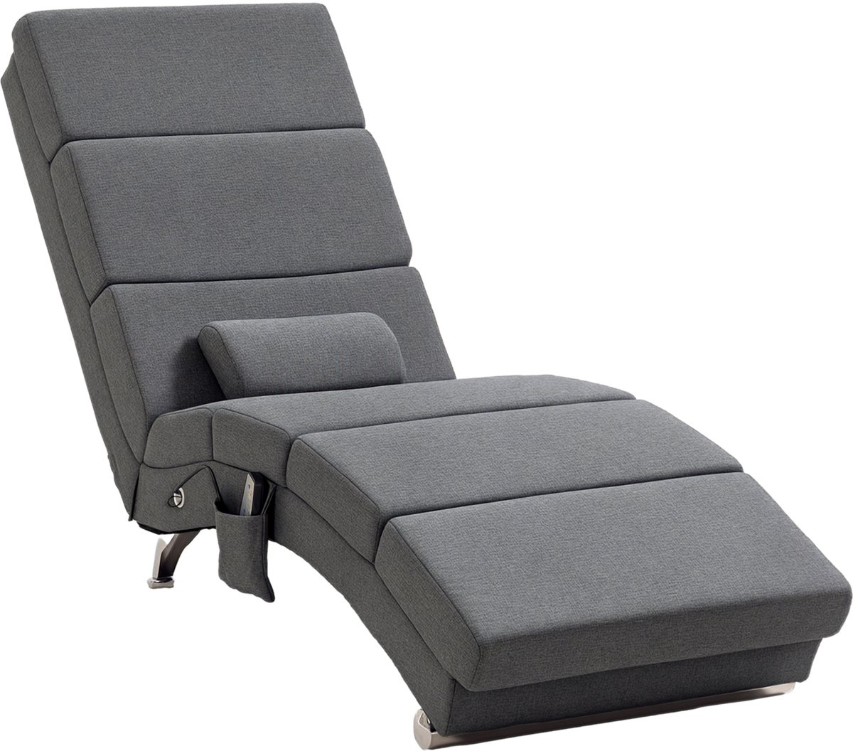Homcom relaxligstoel met massagefunctie - Chaise longue - Relaxfauteuil - Ligstoel - Donkergrijs Dunkelgrau