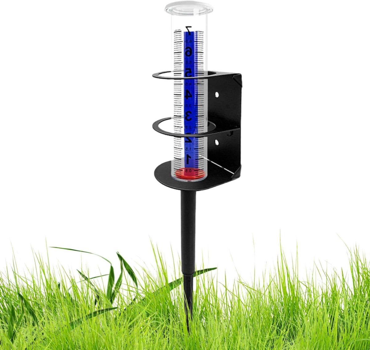 Regenmeter - Meetcilinder - Neerslag Meten - Stabiele Metalen Basis - 30 cm Hoog - Transparant
