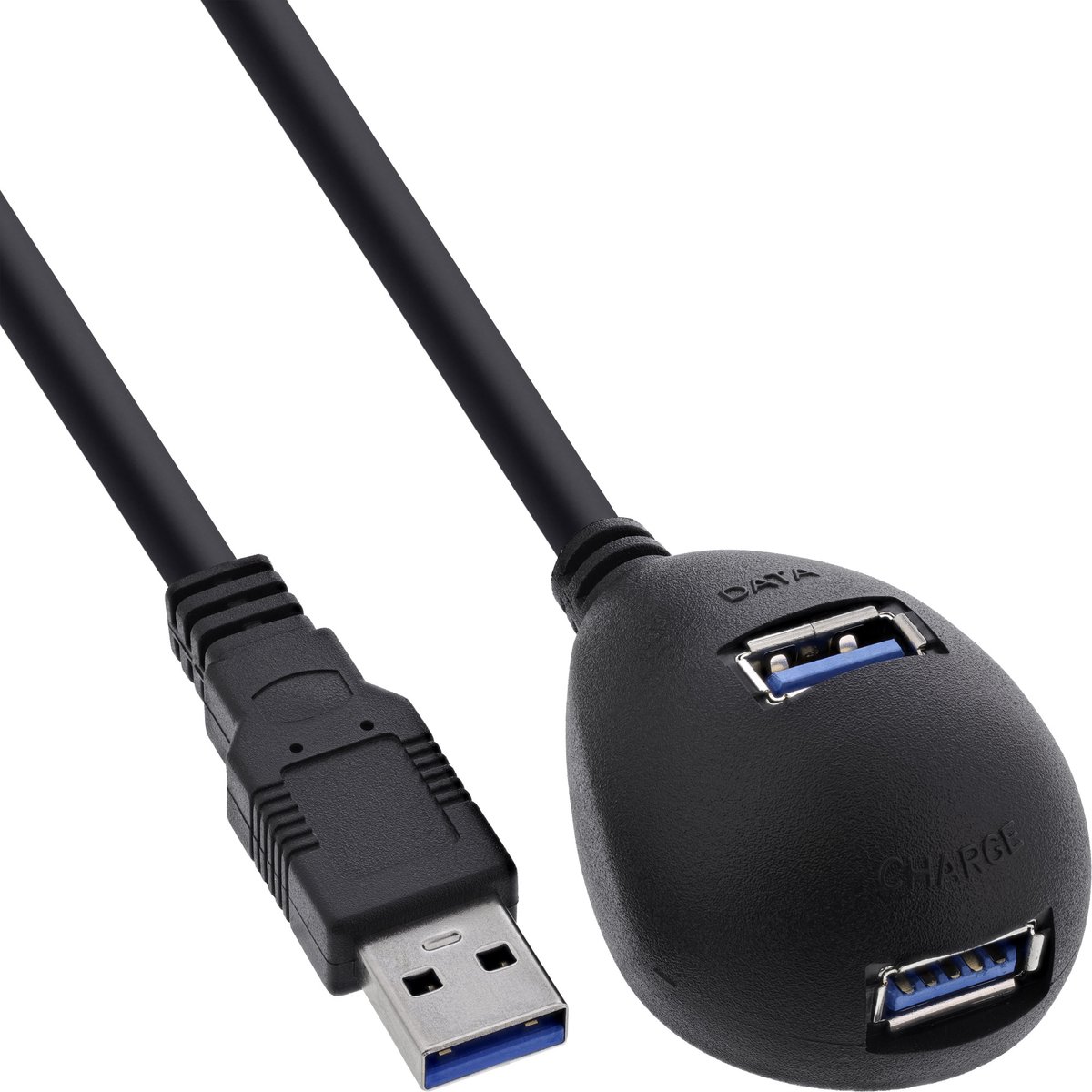 USB naar 2x USB docking kabel - USB3.0 - tot 0,9A / zwart - 2 meter