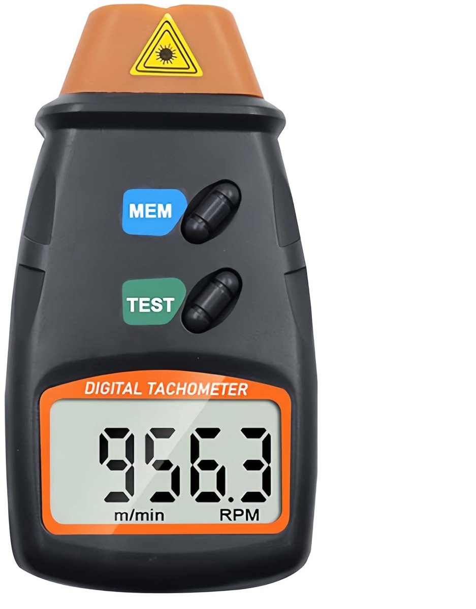 Digitale Snelheidsmeter met LCD Display, Contactloze Technologie, Draagbare RPM Tester voor Motoren en Machines