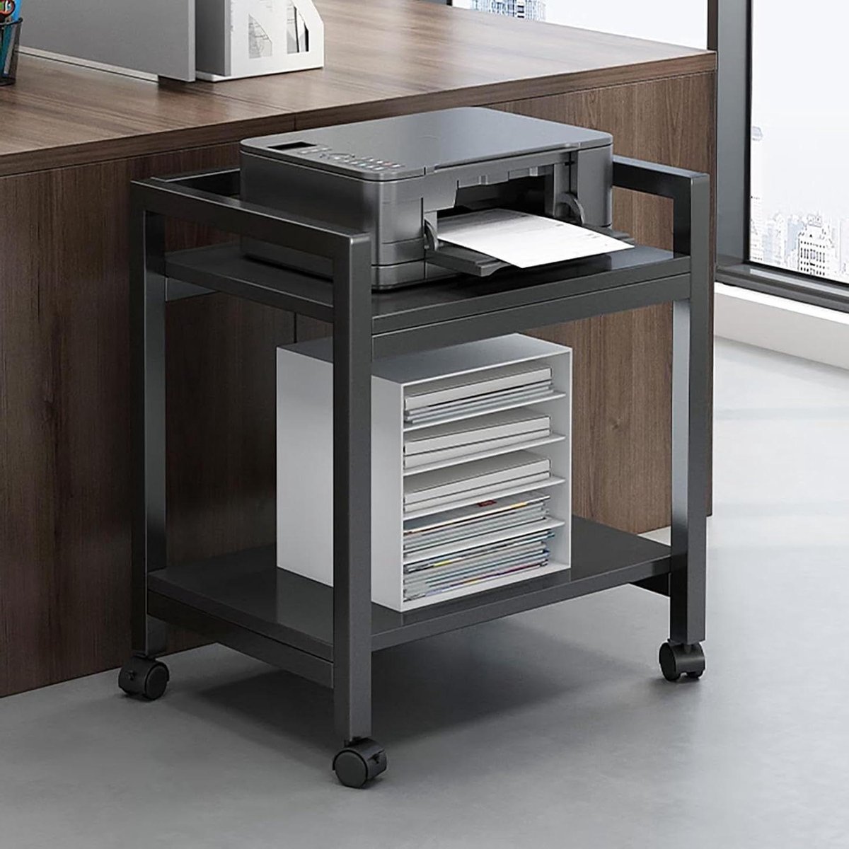 Media Opslag Plank - Stereo Kabinet Audio - Apparatuur Organiseren - Hittebestendig Koolstofstaal - 45x33x52cm - Zwart