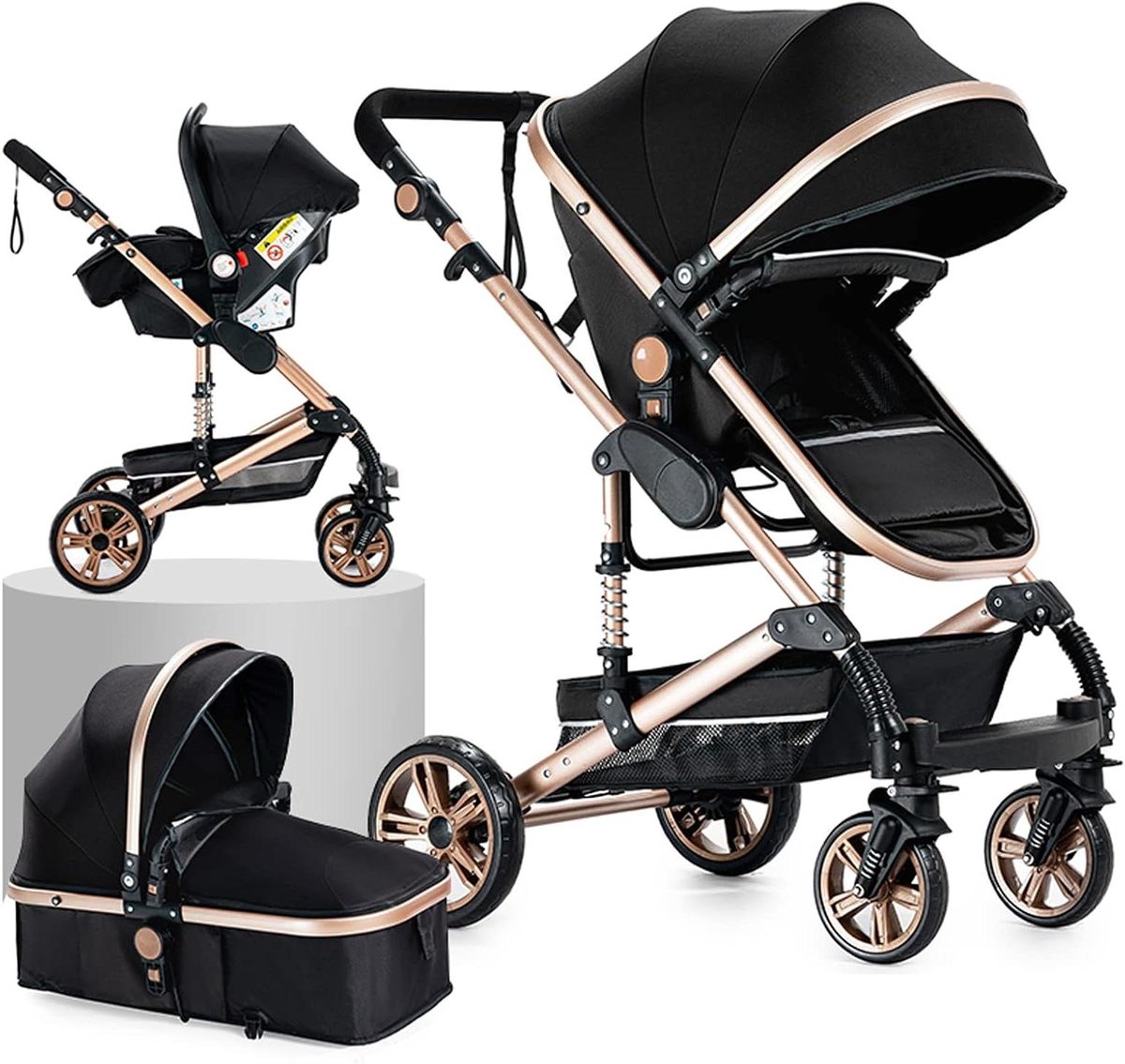 3-in-1 Kinderwagen - Reiswieg Stoel - Baby Vervoeren - Schokbestendig SUV Design