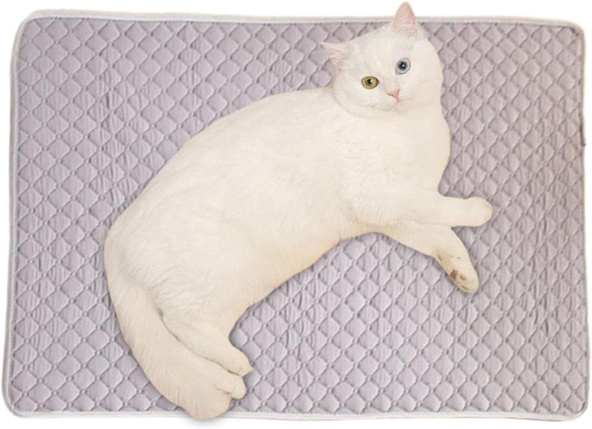 Huisdier Koelmat - Hondenmat Kattenmat - Huisdieren Koel Houden - Waterdicht Antislip - 70x55cm - Grijs