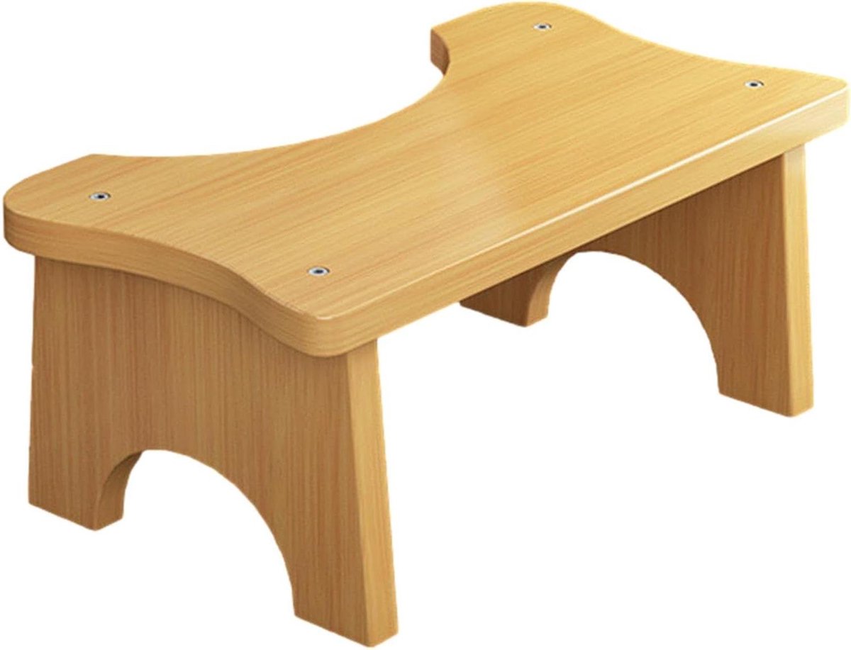 Badkamerkruk - Toiletkruk Poepstoel - Spijsvertering Verbeteren - C-vormige Opening - 39 x 20 x 17 cm - Houtkleur